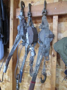 Trio of come-a-long winches