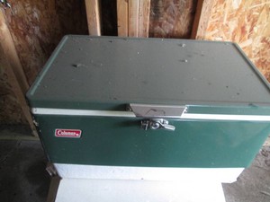 Vintage metal Coleman cooler