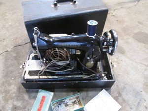Vintage Regent sewing machine with wood travel case