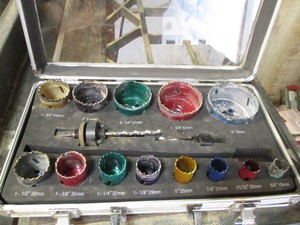 Colorful hole saw bit set with case