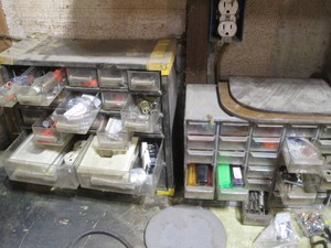 (2) multi-drawer organizers with content