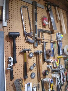 Diverse assortment of Content hanging on shop wall