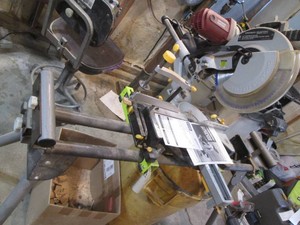 Chicago Electric 12in double beveled sliding compound Miter saw with laser guide and Ryobi Miter saw stand