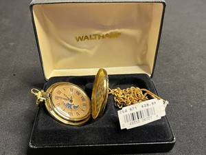 Waltham Quartz Gold-Tone Pocket Watch With Chain