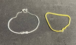 925 LOVE Anklet & 925 Gold-Tone Chain Anklet Mixed Lot