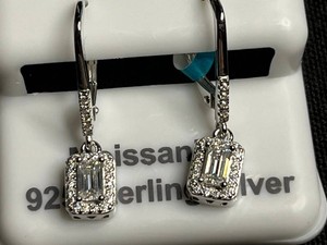 925 Sterling Silver Moissanite Drop Earrings 0.77 CT - $297.65 retail tag