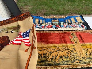 Vintage Patriotic & Religious Decorative Textile Lot Bicentennial