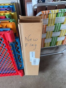 Flag Pole Holder Kit With Flag & Wood Pole New Old Stock