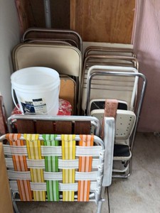 Vintage Folding Chairs & Step Stools Mixed Utility Seating Lot