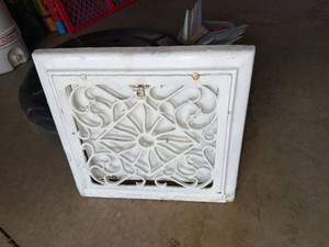 Antique Cast Iron Heat Register Grille White Painted Ornate Vent