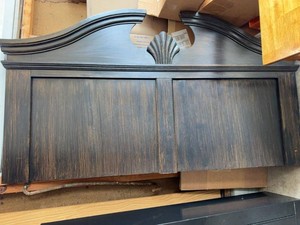 Vintage Dark Wood Headboard 64 x 36 Curved Panel Shell Motif