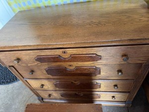 Antique Oak 4 Drawer Dresser Chest Quarter Sawn Style 38 x 19 x 33
