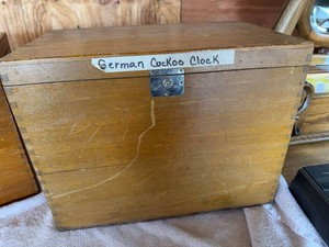 Vintage German Chalet Cuckoo Clock Waterwheel Dancers w Weights Box