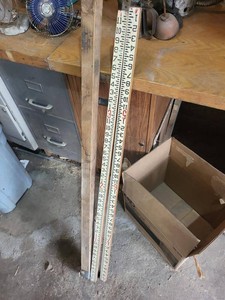 Vintage Wooden Surveyor Level Rod Grade Stick Engineer Measuring Staff