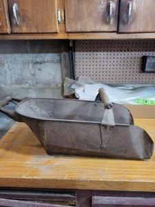 Antique Riveted Sheet Metal Coal Hod Ash Scuttle w Wood Handles