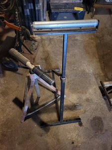 Pair of Adjustable Roller Stands Material Support Shop Stands