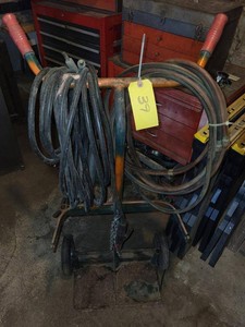 Welding Cylinder Cart With Twin Hose & Lead Cable Shop Lot See Photos