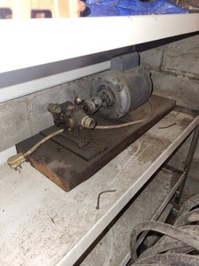 Vintage Electric Motor Pump Assembly on Wood Base Unmarked