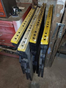 Folding Plastic Sawhorses Shop Work Support Lot Yellow Black