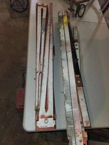 Pair of Folding Metal Saw Horses Orange White Work Supports