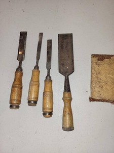 Vintage Woodworking Chisels & Wooden Tool Boxes Mixed Lot