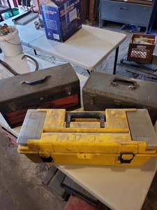 Lot of Assorted Tool Boxes Craftsman Metal Chest & Plastic Toolbox