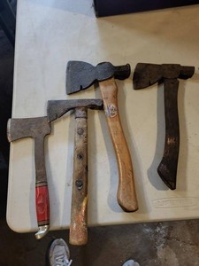 Vintage Hatchet and Camp Axe Lot Wood Handles Belt Axe Assortment