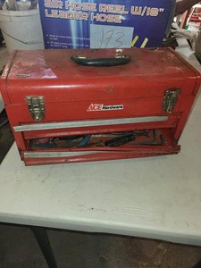 Ace Hardware Red Metal Toolbox with Assorted Hand Tools & Parts
