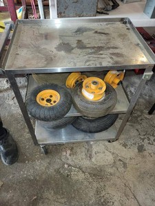 Stainless Steel Utility Cart with Assorted Pneumatic Tires & Wheels