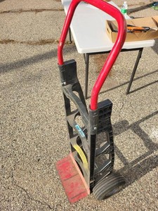 Heavy Duty Hand Truck Dolly Pneumatic Tires Red Steel Toe Plate