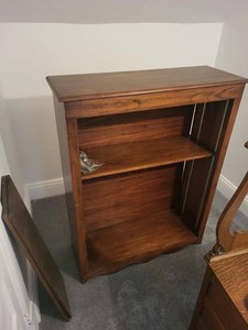 Walnut Finish Wood Bookcase Adjustable Shelves 41x15x52