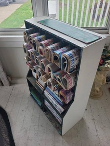 Primitive Wooden Magazine Rack w Farm Sign & Assorted Reading Lot