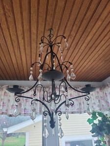 Hanging Metal Crystal Prism Candelabra Chandelier Style 4 Light
