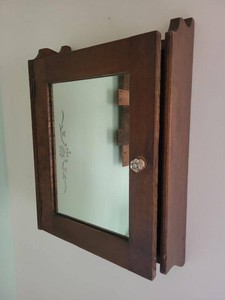 Vintage Wood Mirrored Medicine Cabinet Wall Mount Adjustable Shelves