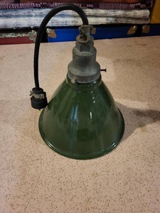 Vintage Green Porcelain Enamel Industrial Pendant Light Plug-In