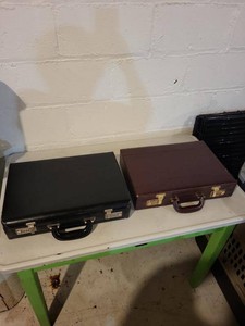 Pair of Vintage Hard Sided Attache Briefcases w Combination Locks