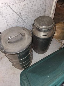 Serv-Void Thermal Food Carrier & Vintage Milk Can Metal Canister Set