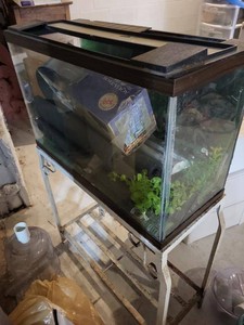Glass Aquarium Tank Set With Metal Stand Hood & Assorted Accessories