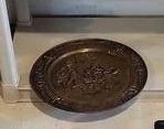 Vintage Round Brass Wall Plaque Pub Scene Relief 14.5 Inch Decor