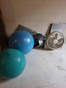 Lot of Assorted Home Fitness Gear Exercise Balls Fan Mats Jump Rope