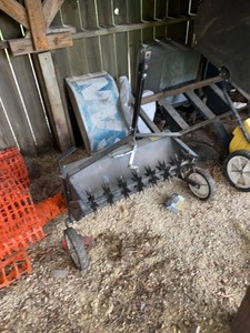 Vintage Push Lawn Seeder Spreader Metal Yard Garden Tool Good