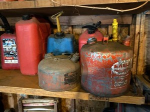 Group of Vintage Fuel Cans Including Eagle Safety Can & Gas Cans