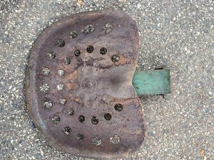 Vintage Steel Tractor Seat Pan With Mounting Bracket Rusty Patina