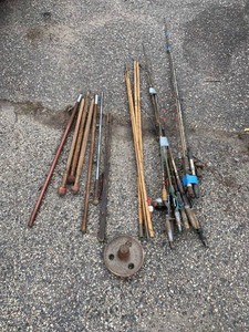 Group Vintage Fishing Rods Cane Poles & Tackle Accessories Mixed