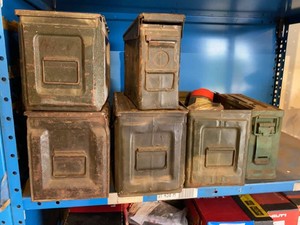 Military Metal Ammunition Storage Cans Mixed Sizes Green Steel