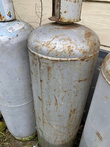 Vintage Steel Propane Cylinder Tank Group Rusty LP Gas Bottles