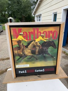 Vintage Marlboro Double-Sided Lighted Store Price Sign Display 31in