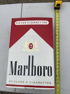 Vintage Marlboro Cigarette Pack Advertising Display Sign 22in Cardboard