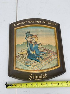 Vintage Schmidt Beer Advertising Wall Plaque Sign Great Day For Schmidt