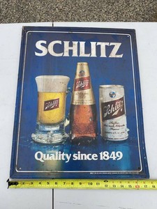 Vintage Schlitz Beer Metal Advertising Sign Quality Since 1849